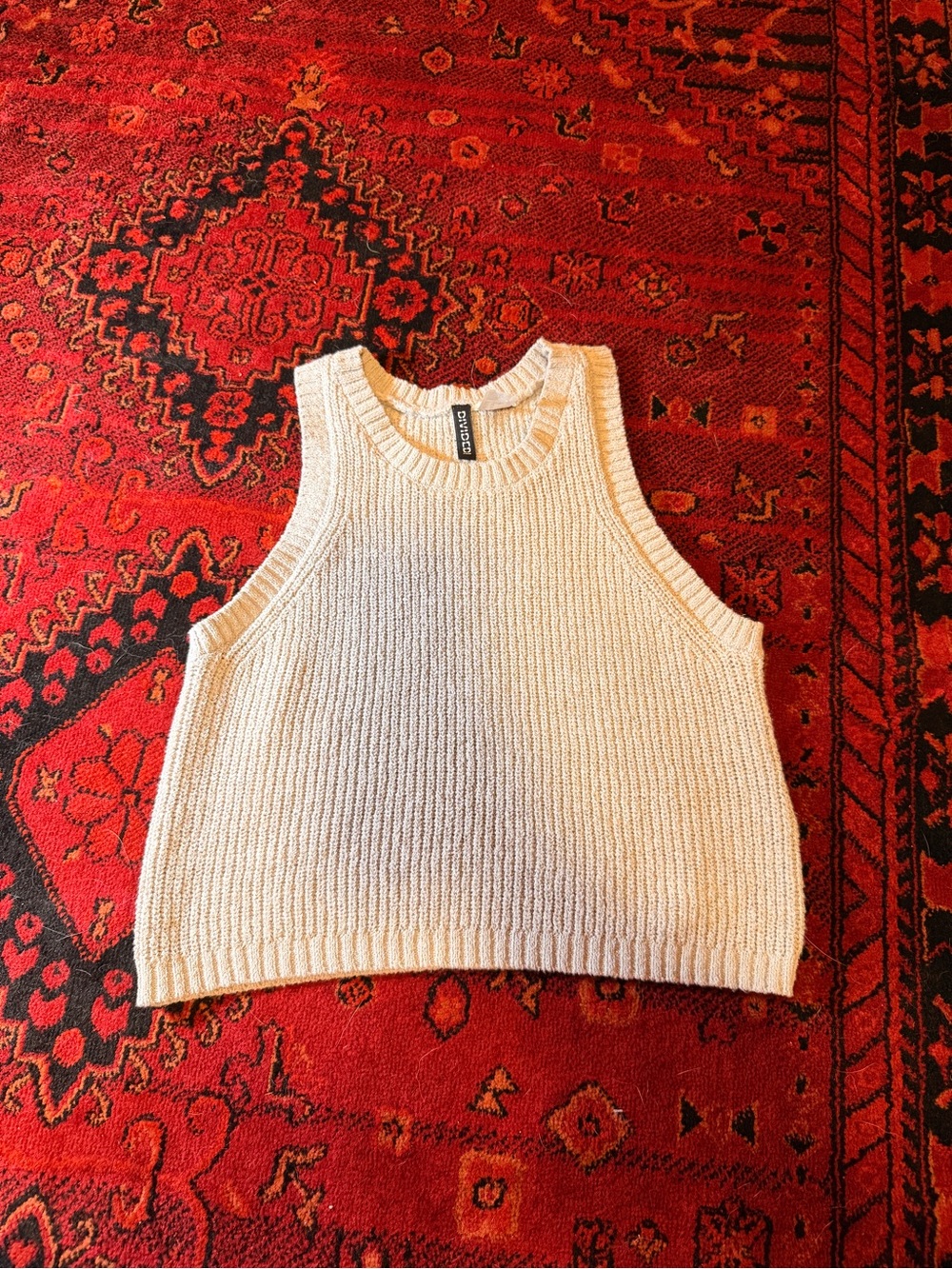 Sleeveless Knit Crop Tank Top in Light Taupe - Picture 2 of 3